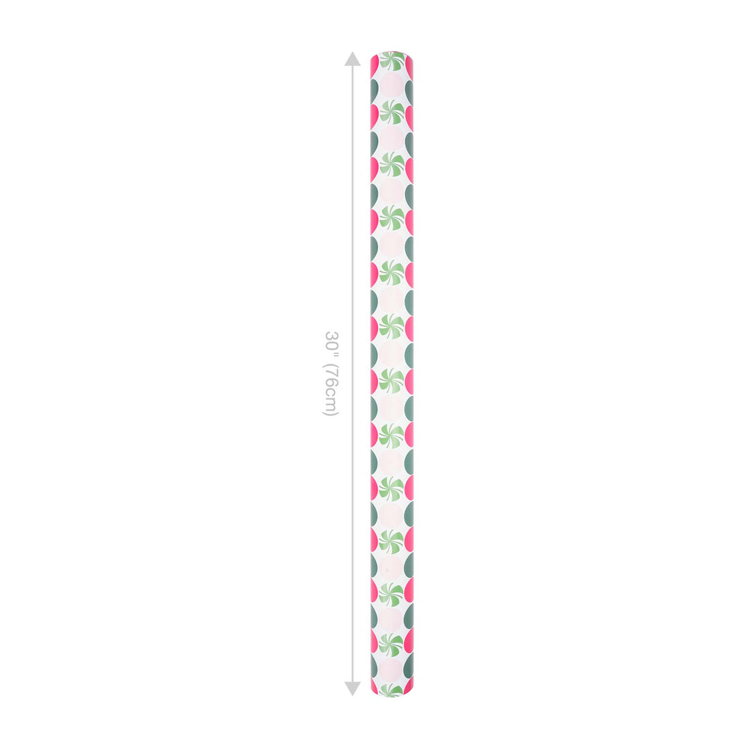 30" x 10' Reversible Holiday Wrapping Paper | Peppermint Dots/Pink and White Diagonal Plaid LaRibbons Wholesale
