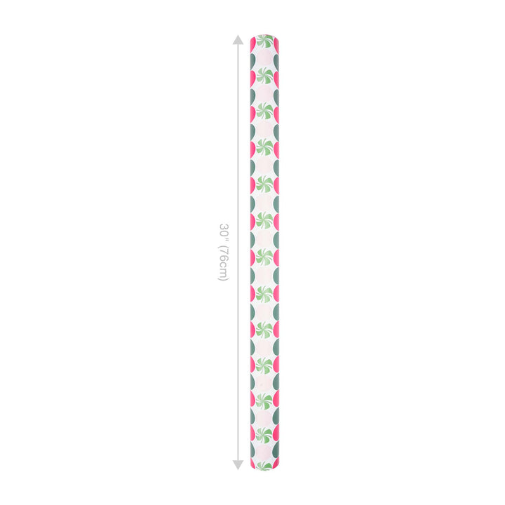 30" x 10' Reversible Holiday Wrapping Paper | Peppermint Dots/Pink and White Diagonal Plaid LaRibbons Wholesale