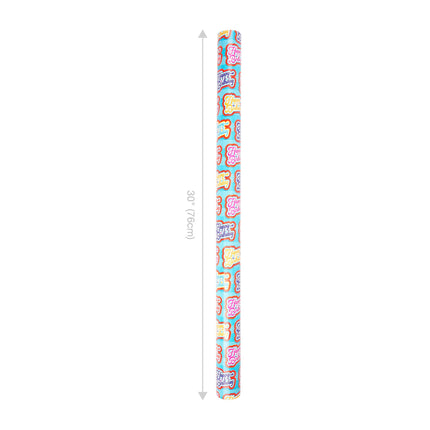 30" x 10' Reversible Holiday Wrapping Paper | Bubble Font Happy Birthday/Patterned Stripes LaRibbons Wholesale