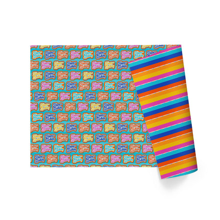 30" x 10' Reversible Holiday Wrapping Paper | Bubble Font Happy Birthday/Patterned Stripes LaRibbons Wholesale