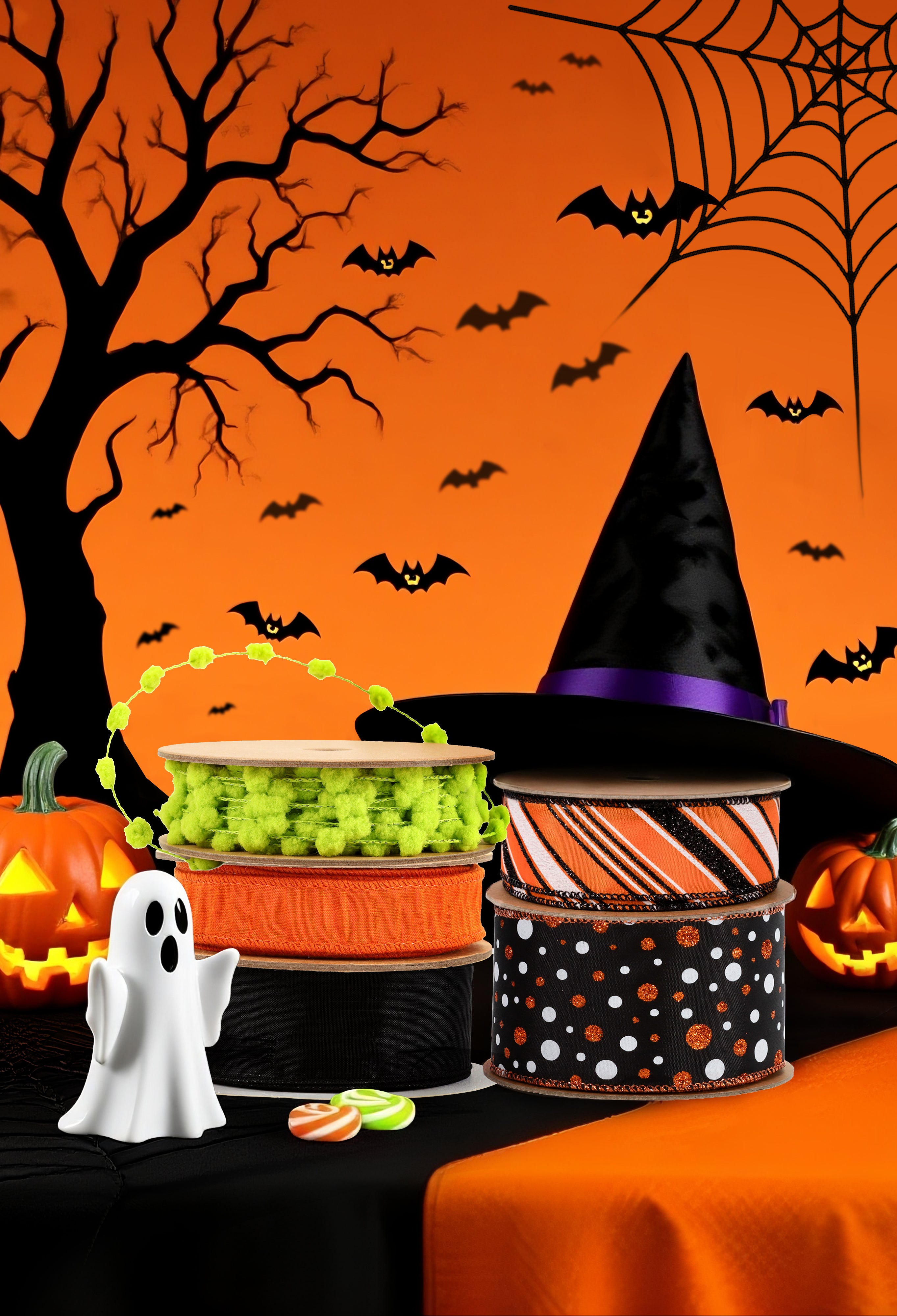 Halloween Ribbon Set B – 5 Rolls Craft DIY Bundle