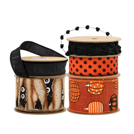 Halloween Ribbon Set 05 – 5 Rolls Craft DIY Deal Bundle LaRibbons and Crafts