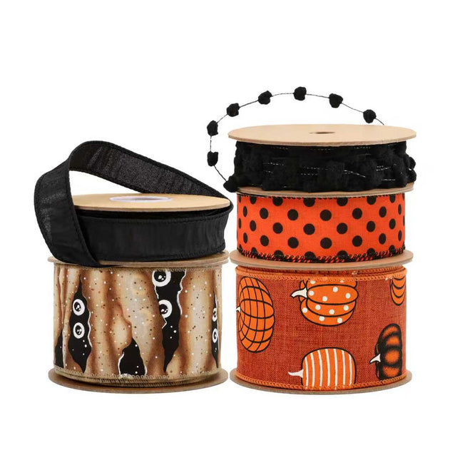 Halloween Ribbon Set 05 – 5 Rolls Craft DIY Deal Bundle LaRibbons and Crafts