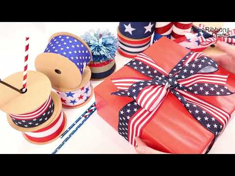 2 1/2" Wired Ribbon | Blue w/ Large White Stars | 10 Yard Roll