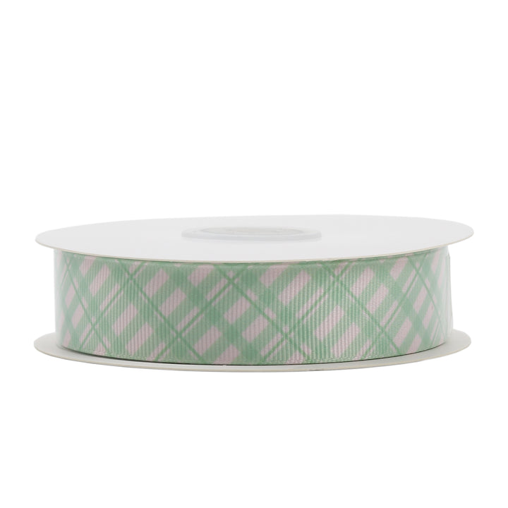 SAGE PLAID GROSGRAIN RIBBON