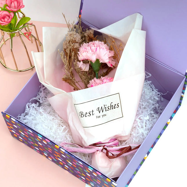 8" x 8" x 4" Colorful Polka Dots Collapsible Magnetic Gift Box - 2 Pcs Tissue Paper LaRibbons and Crafts