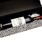 13" x 3.7" x 3.7" Glitter Leopard Collapsible Magnetic Wine Gift Box - 2 Pcs Tissue Paper