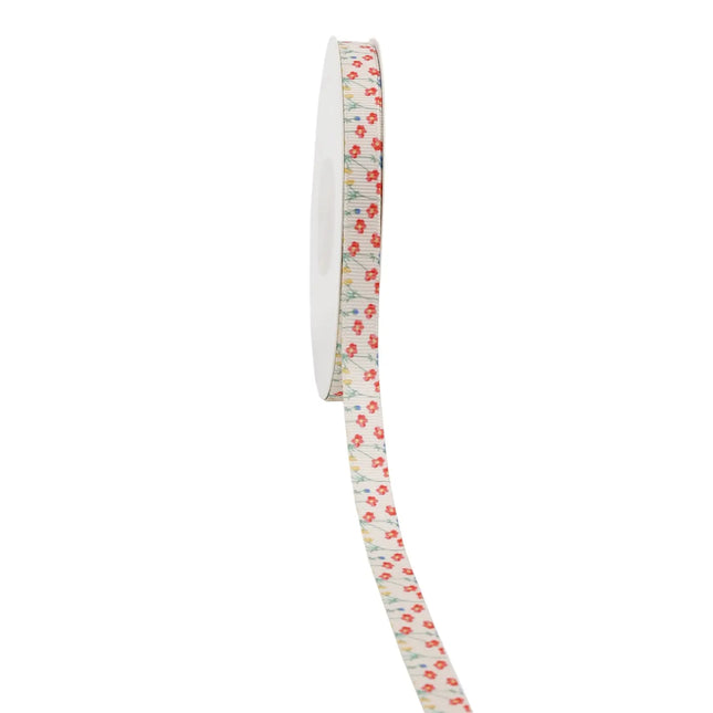 Spring Poppy Grosgrain Ribbon, fresh red poppy pattern, ideal for baby shower decor