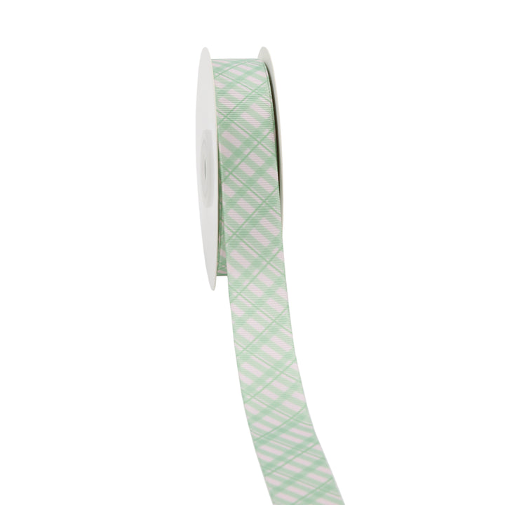 SAGE PLAID GROSGRAIN RIBBON