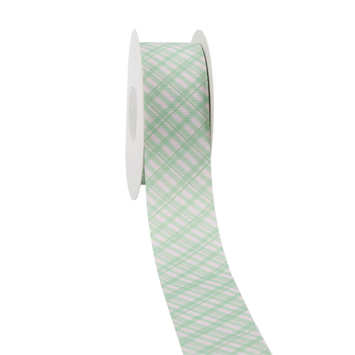 SAGE PLAID GROSGRAIN RIBBON