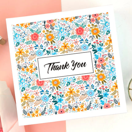 8" x 8" x 4" Yellow Floral Collapsible Magnetic Gift Box - 2 Pcs Tissue Paper LaRibbons and Crafts