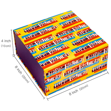 8" x 8" x 4" Colorful Happy Birthday Collapsible Magnetic Gift Box - 2 Pcs Tissue Paper LaRibbons and Crafts