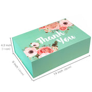 14" x 9" x 4.3"  Floral Thank You Collapsible Magnetic Gift Box - 2 Pcs Tissue Paper