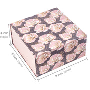 8" x 8" x 4" Collapsible Gift Box w/ 2-pcs White Tissue Paper & Magnetic Square Flap Lid | Elegant Floral