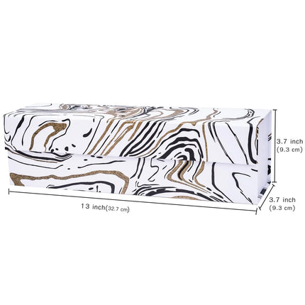 13" x 3.7" x 3.7" Collapsible Gift Box & Magnetic Square Flap Lid | Glitter Marble LaRibbons and Crafts