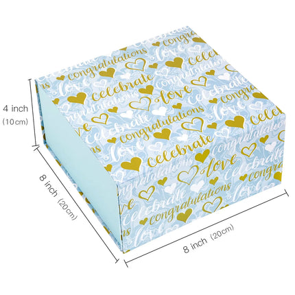 8" x 8" x 4" Loving Hearts with Love Lettering Collapsible Magnetic Gift Box - 2 Pcs Tissue Paper LaRibbons and Crafts