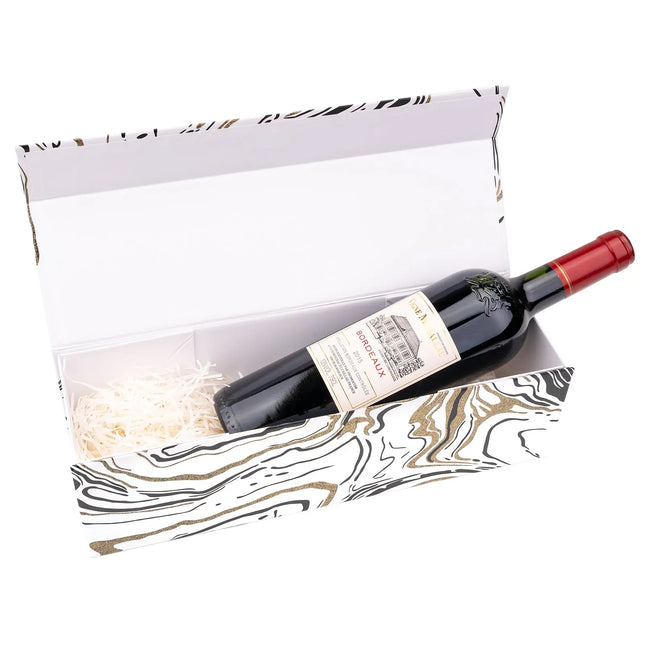 13" x 3.7" x 3.7" Collapsible Gift Box & Magnetic Square Flap Lid | Glitter Marble LaRibbons and Crafts