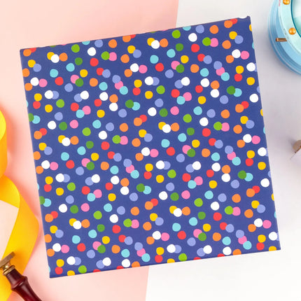 8" x 8" x 4" Colorful Polka Dots Collapsible Magnetic Gift Box - 2 Pcs Tissue Paper LaRibbons and Crafts
