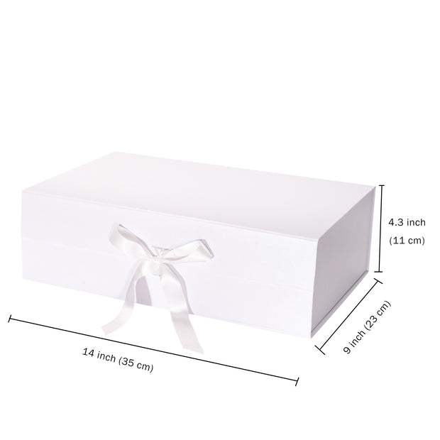 14" x 9" x 4.3" Collapsible Gift Box w/ Satin Ribbon & Magnetic Square Flap Lid