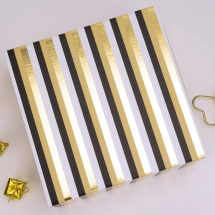 8" x 8" x 4" Classic Stripes Collapsible Magnetic Gift Box - 2 Pcs Tissue Paper LaRibbons and Crafts