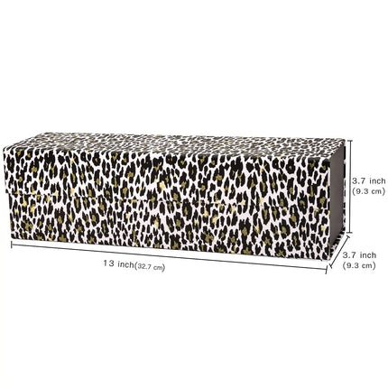 13" x 3.7" x 3.7" Glitter Leopard Collapsible Magnetic Wine Gift Box - 2 Pcs Tissue Paper LaRibbons and Crafts