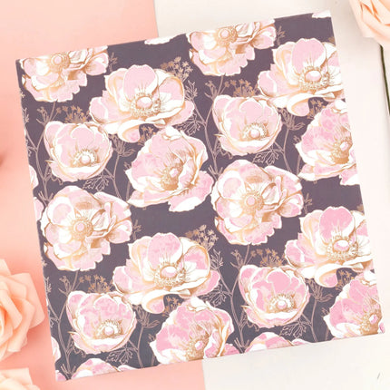 8" x 8" x 4" Collapsible Gift Box w/ 2-pcs White Tissue Paper & Magnetic Square Flap Lid | Elegant Floral LaRibbons and Crafts