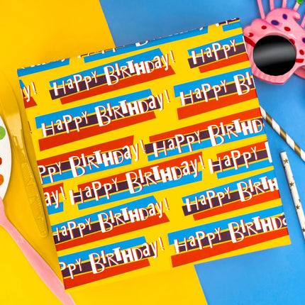 8" x 8" x 4" Colorful Happy Birthday Collapsible Magnetic Gift Box - 2 Pcs Tissue Paper LaRibbons and Crafts
