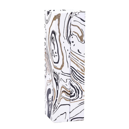13" x 3.7" x 3.7" Collapsible Gift Box & Magnetic Square Flap Lid | Glitter Marble LaRibbons and Crafts