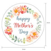 Happy Mother's Day Gift Stickers- Sweet Floral Design 2x2 Inch 500 Total Labels