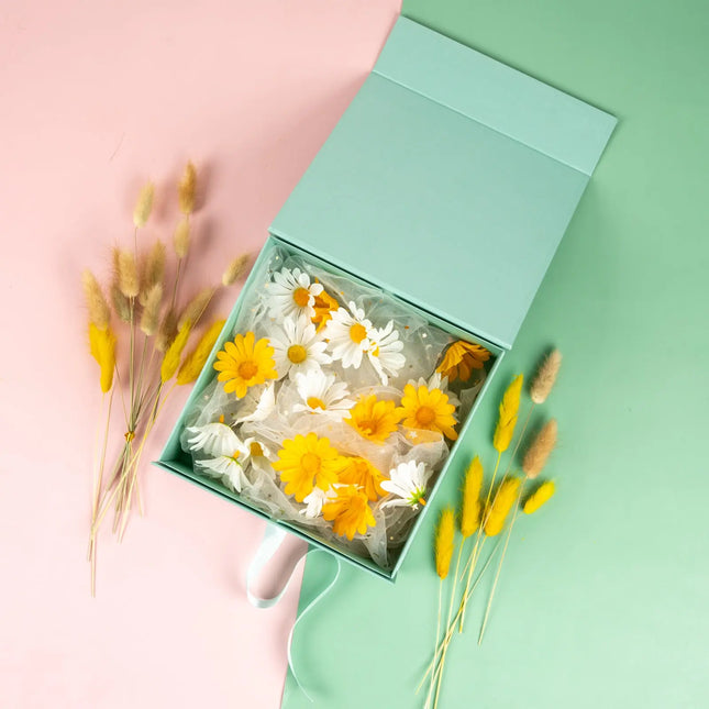 8" x 8" x 4" Collapsible Magnetic Gift Box with a Satin Ribbon- Mint LaRibbons and Crafts