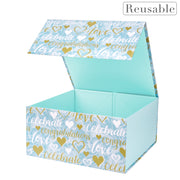 8" x 8" x 4" Loving Hearts with Love Lettering Collapsible Magnetic Gift Box - 2 Pcs Tissue Paper