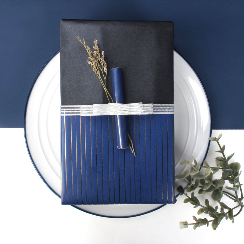 30" x 10' Wrapping Paper | Foil Stripe Navy/Gold