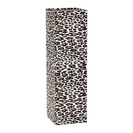 13" x 3.7" x 3.7" Glitter Leopard Collapsible Magnetic Wine Gift Box - 2 Pcs Tissue Paper LaRibbons and Crafts