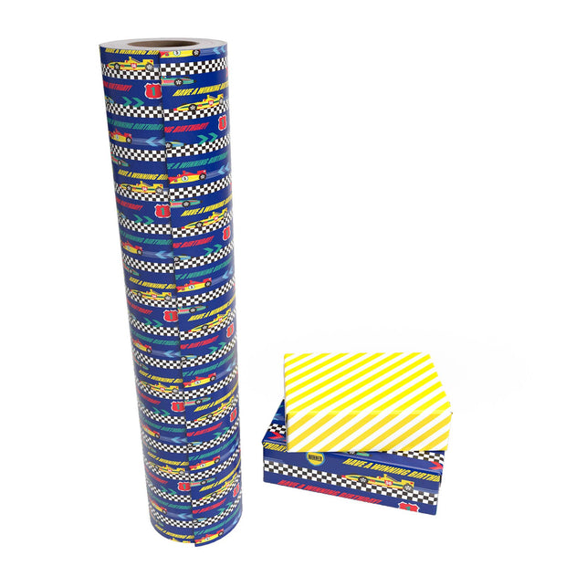 Racing Cars Reversible Wrapping Paper - 30" X 98.5' Jumbo Roll