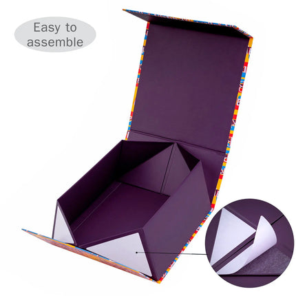 8" x 8" x 4" Colorful Happy Birthday Collapsible Magnetic Gift Box - 2 Pcs Tissue Paper LaRibbons and Crafts