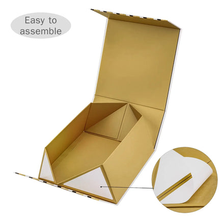 8" x 8" x 4" Classic Stripes Collapsible Magnetic Gift Box - 2 Pcs Tissue Paper LaRibbons and Crafts