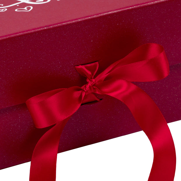 8" x 8" x 4" Collapsable Holiday Gift Box w/ 2-pcs White Tissue Paper & Magnetic Flap Lid | Red Valentines Day