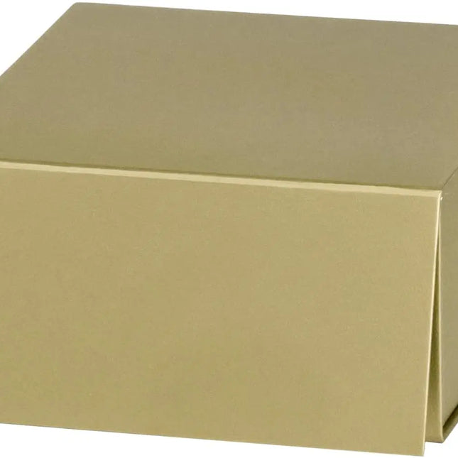 8" x 8" x 4" Collapsible Gift Box w/ Magnetic Square Flap Lid - Gold LaRibbons and Crafts