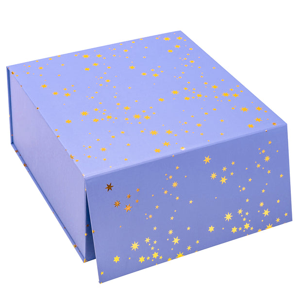 8" x 8" x 4" Gold Foil Stars Collapsible Magnetic Gift Box - 2 Pcs Tissue Paper