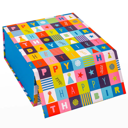 8" x 8" x 4" Irregular Square Color Blocking Collapsible Magnetic Gift Box - 2 Pcs Tissue Paper LaRibbons and Crafts