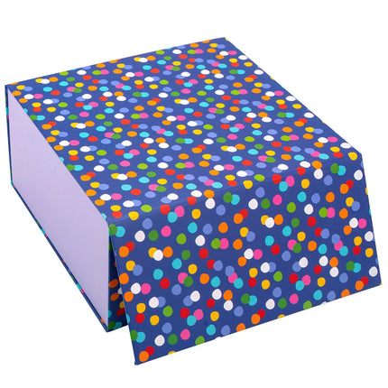 8" x 8" x 4" Colorful Polka Dots Collapsible Magnetic Gift Box - 2 Pcs Tissue Paper LaRibbons and Crafts