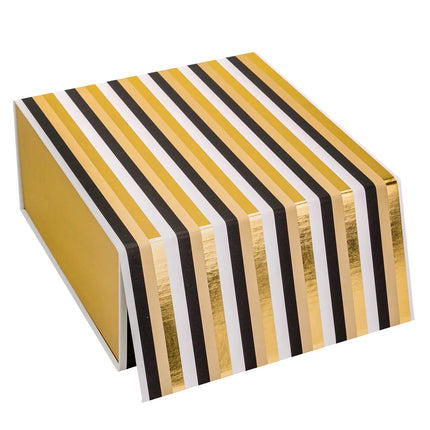 8" x 8" x 4" Classic Stripes Collapsible Magnetic Gift Box - 2 Pcs Tissue Paper LaRibbons and Crafts