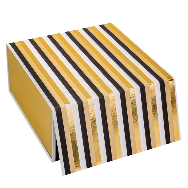 8" x 8" x 4" Classic Stripes Collapsible Magnetic Gift Box - 2 Pcs Tissue Paper