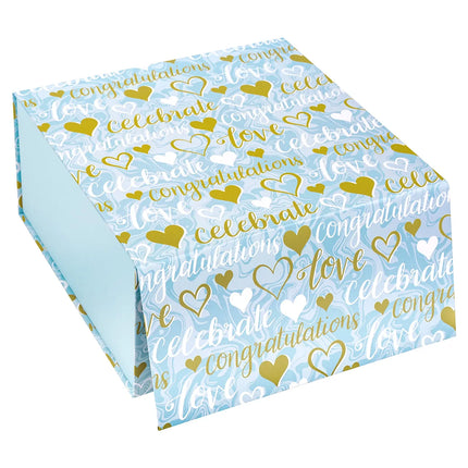 8" x 8" x 4" Loving Hearts with Love Lettering Collapsible Magnetic Gift Box - 2 Pcs Tissue Paper LaRibbons and Crafts