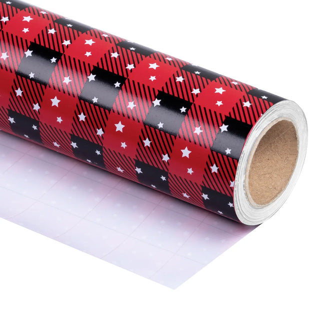 Christmas Wrapping Paper Roll - Red and Black Plaid
