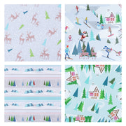 30" x 10' Wrapping Paper Bundle (4-pack) | Blue/Grey Reindeer Snow