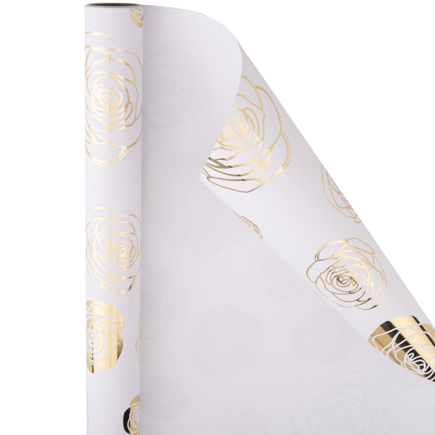 30" x 16' Foil Rose Wrapping Paper | 3 Stock Colors