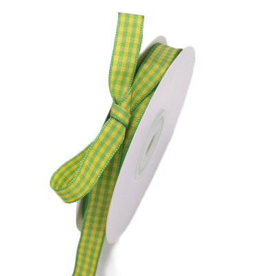Green and yellow gingham ribbon