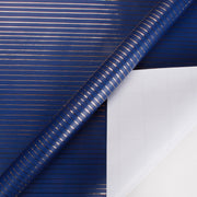 Navy blue and gold foil stripe wrapping paper roll