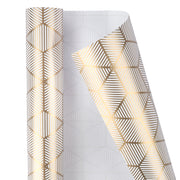 17" x 10' Wrapping Paper Bundle (3-pack) | White/Gold